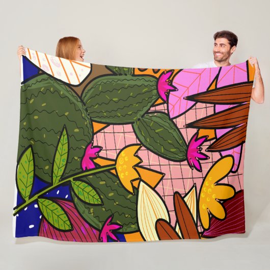 抽象芸術葉の花 フリースブランケット (インサイチュ)