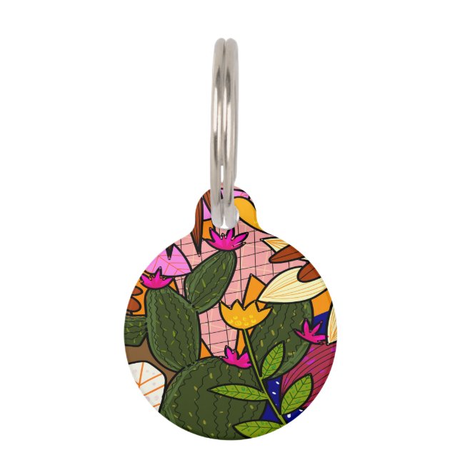 抽象芸術葉の花 ペット　ネームタグ (正面)
