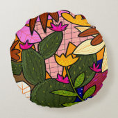 抽象芸術葉の花 ラウンドクッション (裏面)