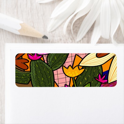 抽象芸術葉の花 ラベル (インサイチュ)