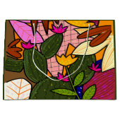 抽象芸術葉の花 ラージペーパーバッグ (正面)