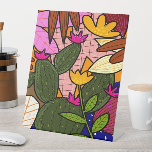 抽象芸術葉の花 台座サイン (インサイチュ)