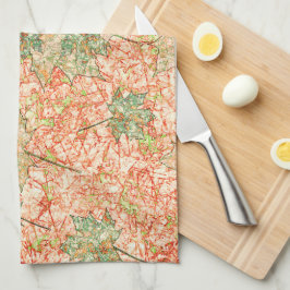 抽象芸術葉を引っかいた珊瑚礁 キッチンタオル