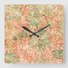 抽象芸術葉を引っかいた珊瑚礁 スクエア壁時計