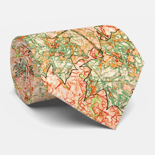 抽象芸術葉を引っかいた珊瑚礁 ネクタイ (ロール)