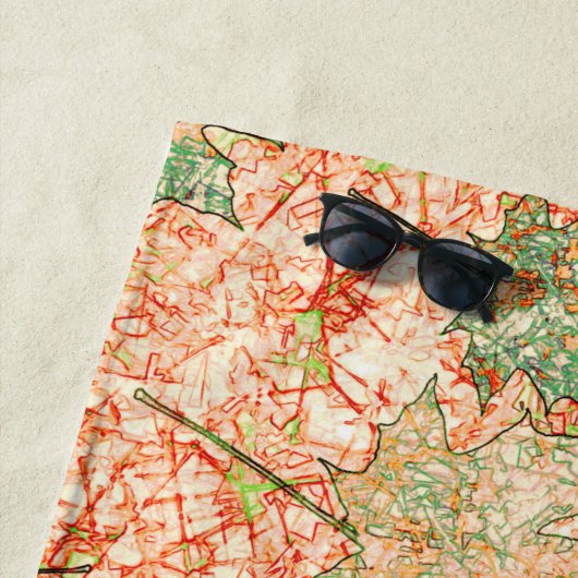 抽象芸術葉を引っかいた珊瑚礁 ビーチタオル (インサイチュ)