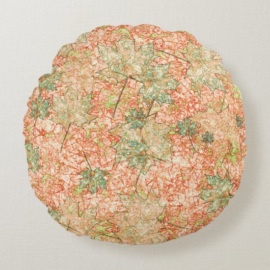 抽象芸術葉を引っかいた珊瑚礁 ラウンドクッション (正面)