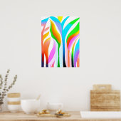 抽象芸術葉イン数々のカラーパステル ポスター (キッチン)