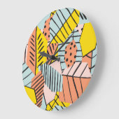 抽象芸術葉カラフル、自然パターン。 ラージ壁時計 (傾斜)