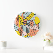 抽象芸術葉カラフル、自然パターン。 ラージ壁時計 (ホーム)