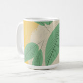 抽象芸術葉グリーイエローイラストレーション コーヒーマグカップ (正面左)