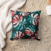 抽象芸術葉トロピカル、水彩ブライト。 クッション (ブランケット)