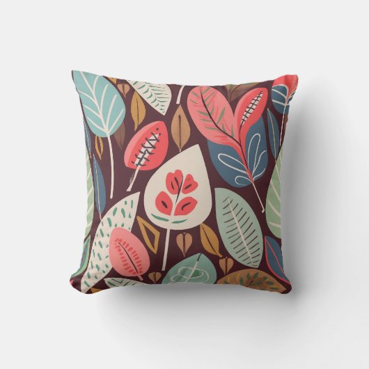 抽象芸術葉パターン クッション (正面)