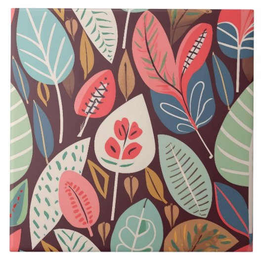 抽象芸術葉パターン タイル (正面)