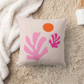 抽象芸術葉ピンクオレンモダンジシェイプ切り出し クッション (ブランケット)