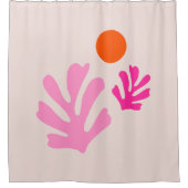 抽象芸術葉ピンクオレンモダンジシェイプ切り出し シャワーカーテン (正面)