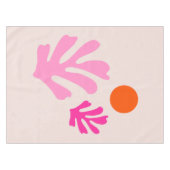 抽象芸術葉ピンクオレンモダンジシェイプ切り出し テーブルクロス (正面(横))