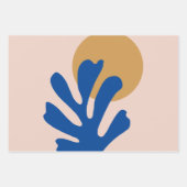 抽象芸術葉ブルーモダンシェイプ切り出し ラッピングペーパーシート (正面3)