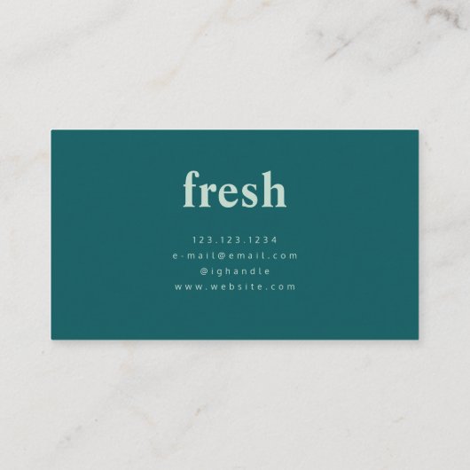 抽象芸術葉ミントグリーン、ティール（緑がかった色）、赤面ピンク 名刺 (裏面)