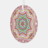 抽象芸術葉多様なパターン ガラスオーナメント (正面左)