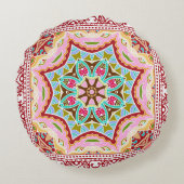 抽象芸術葉多様なパターン ラウンドクッション (裏面)