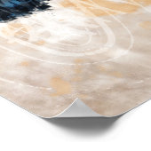 抽象芸術葉層 – 青とニュートラル ポスター (角)