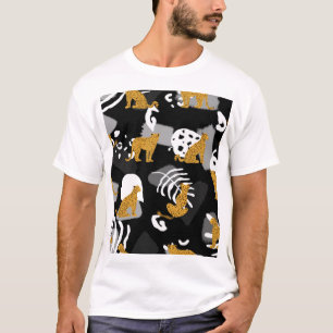 抽象芸術葉性ヒョウ柄 Tシャツ