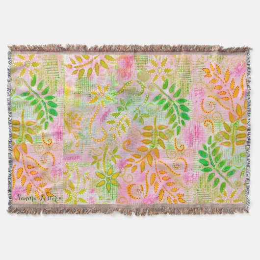 抽象芸術葉花 スローブランケット (正面)