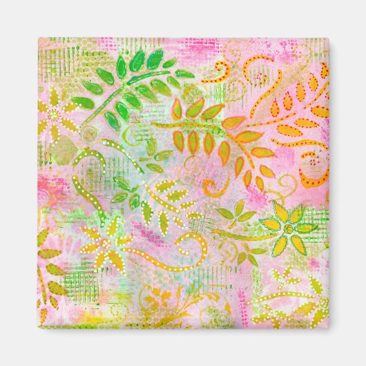 抽象芸術葉花 マグネット (正面)
