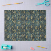抽象芸術葉金ゴールドオングリーンデコパージュ 薄葉紙 (クラフト)