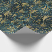 抽象芸術葉金ゴールド(緑) ラッピングペーパー (角)