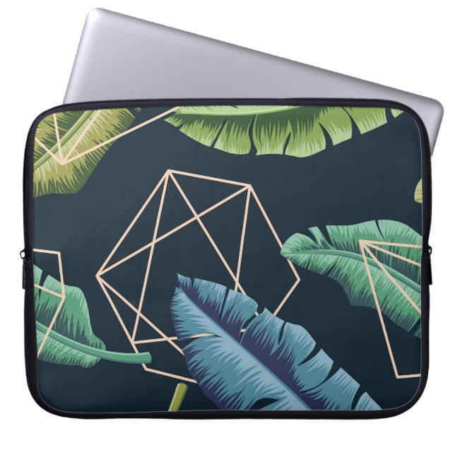 抽象芸術葉：ポリゴンラインをシームレスに接続。 ラップトップスリーブ (正面)