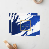 抽象芸術藍青ブラシストロークのギフト券 ノートカード (正面/裏面インサイチュ)