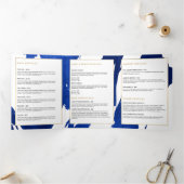 抽象芸術藍青ブラシストロークのパンフレット 三つ折りカード (内部)