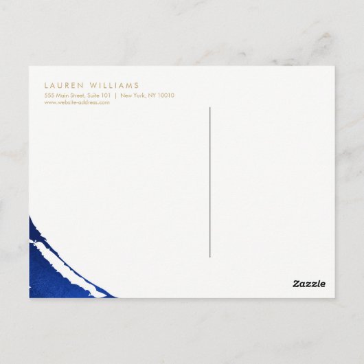 抽象芸術藍青ブラシストローク ポストカード (裏面)