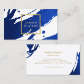 抽象芸術藍青ブラシストローク 名刺 (正面/裏面)
