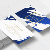 抽象芸術藍青ブラシストローク 名刺