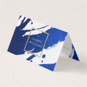 抽象芸術藍青ブラシストローク 名刺 (正面)