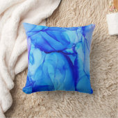 抽象芸術藍青紫アルコールインク クッション (ブランケット)
