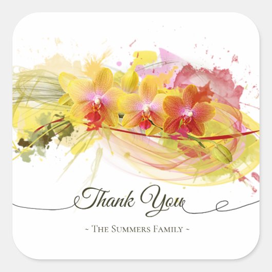 抽象芸術蘭カラスプラッシュ書道 スクエアシール (正面)