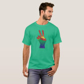 抽象芸術虹のピースのサイン手tシャツ tシャツ (正面フル)