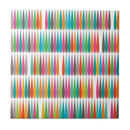 抽象芸術虹の滴カラフルモダン模様 タイル (正面)