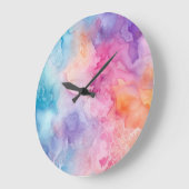 抽象芸術虹の雲の水色 ラージ壁時計 (傾斜)