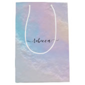 抽象芸術虹テクスチャ ミディアムペーパーバッグ (正面)