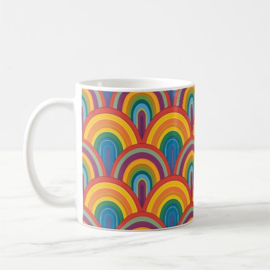 抽象芸術虹パターン コーヒーマグカップ (左)