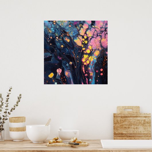 抽象芸術虹彩画のポスター ポスター (キッチン)