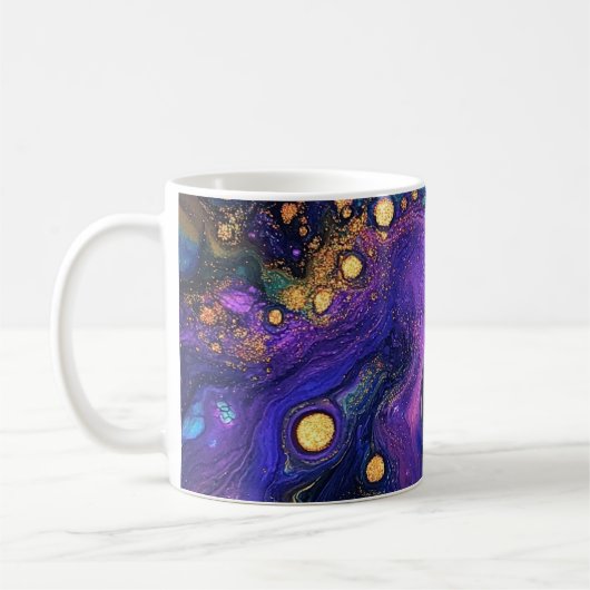 抽象芸術虹彩色のアートマグ コーヒーマグカップ (左)
