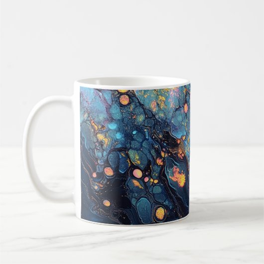 抽象芸術虹彩色のアートマグ コーヒーマグカップ (左)