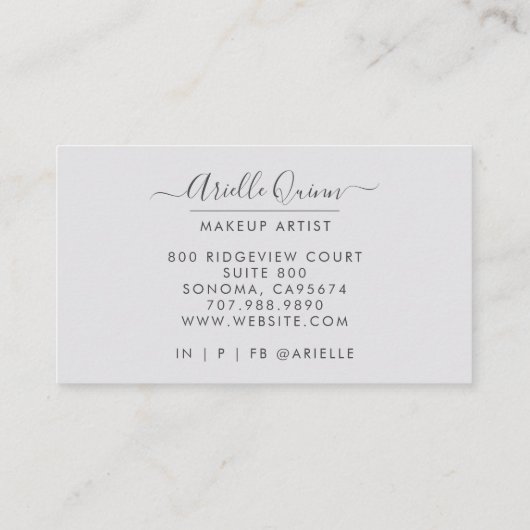 抽象芸術虹彩色メイクアップアーティスト 名刺 (裏面)