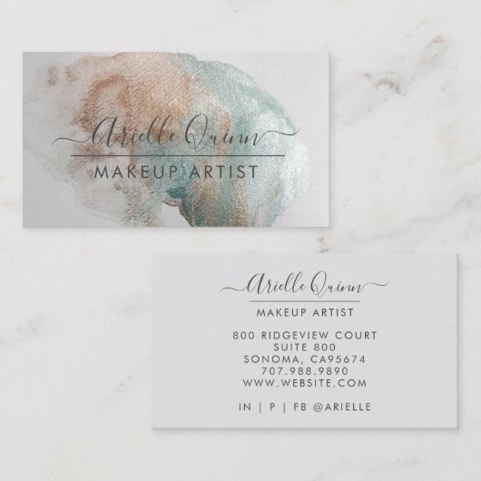 抽象芸術虹彩色メイクアップアーティスト 名刺 (正面/裏面)